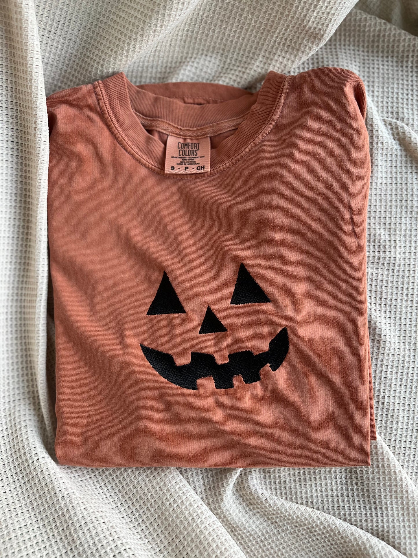 Pumpkin Face Embroidered Tee