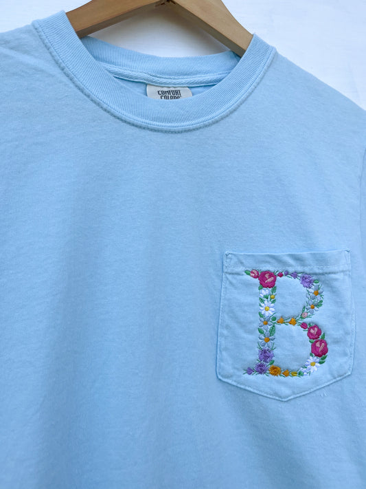 Monogram Embroidered Pocket Tee