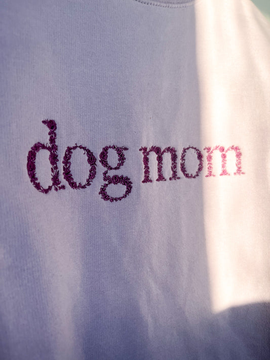 Dog/Cat Mom Floral Embroidered Sweatshirt