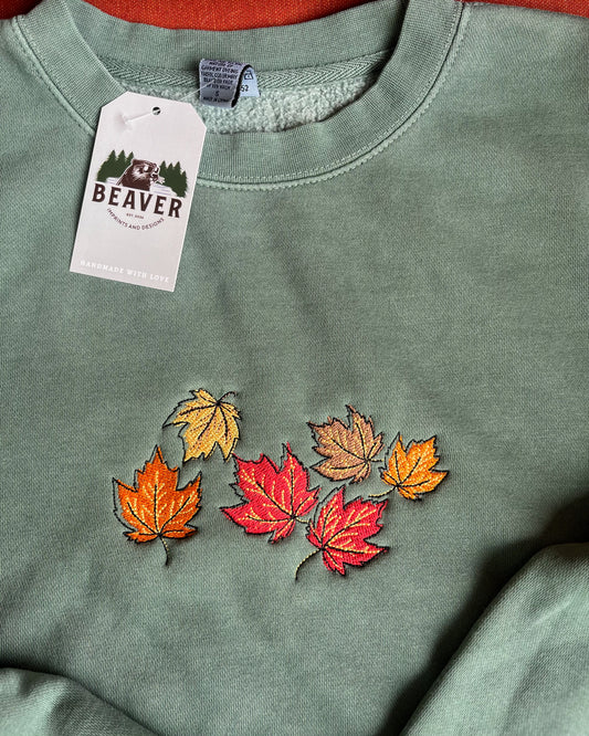 Maple Leaves Embroidered Sweatshirt