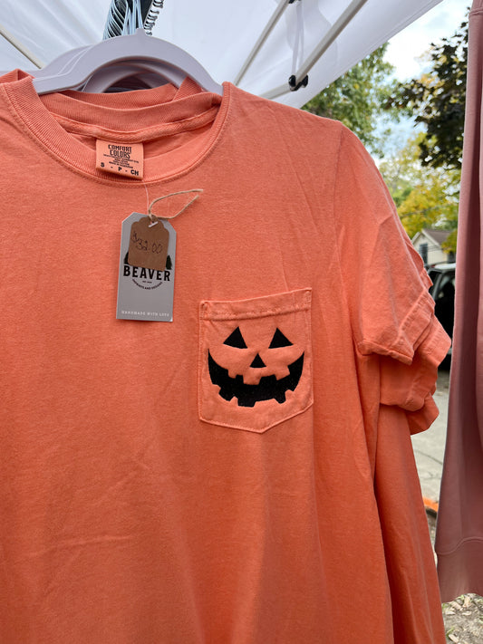 Jack O' Lantern Embroidered Pocket Tee