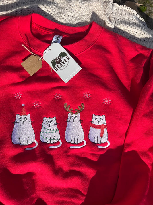 Winter Cats Embroidered Sweatshirt